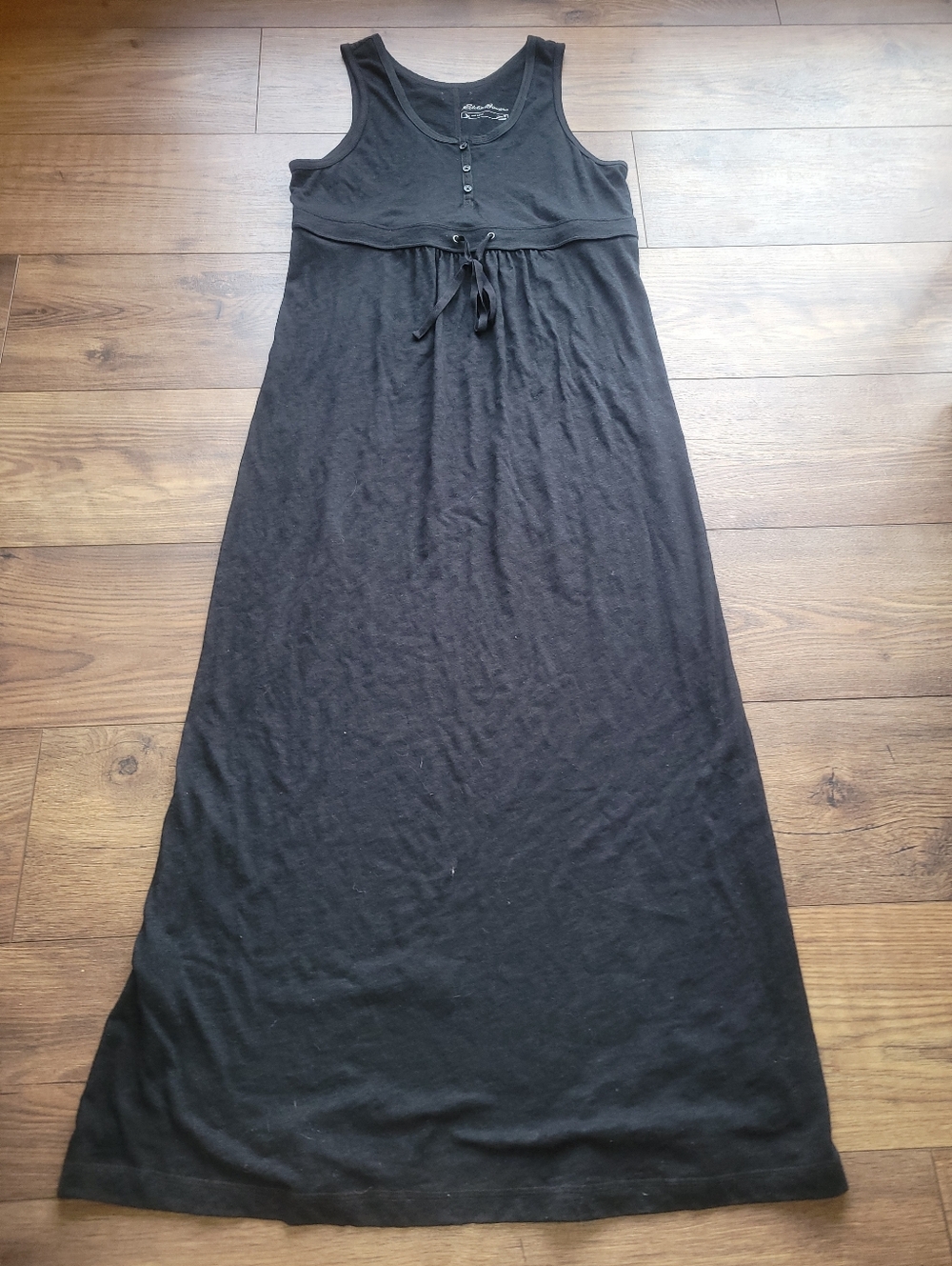 Henley Black Dress Empire Scoop Neck Maxi Length, Size Large - Picture 2 of 6